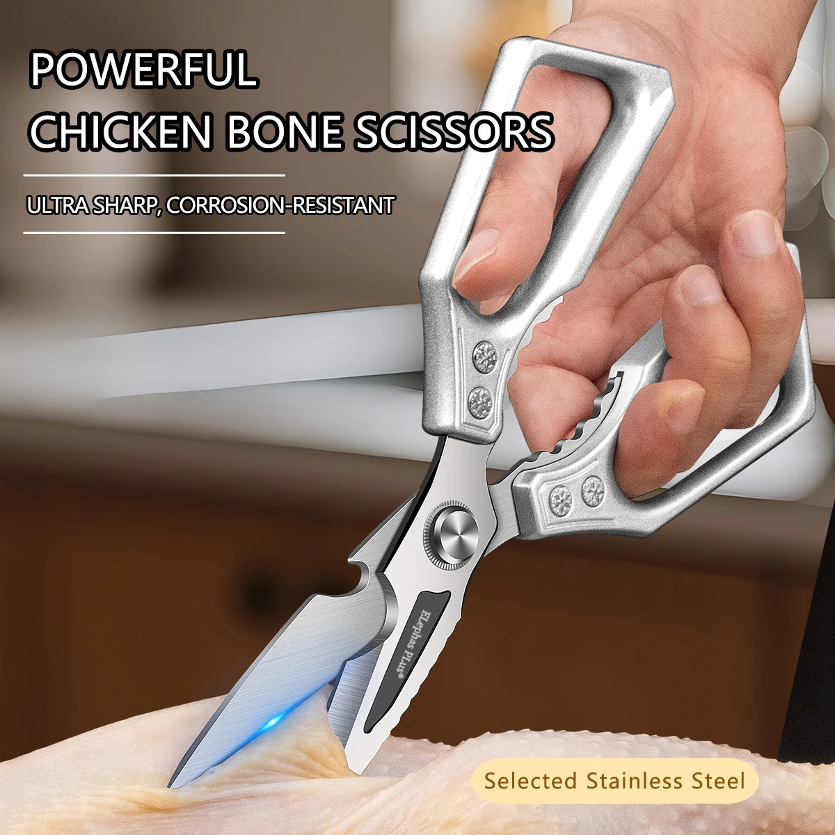 Heavy Duty Poultry Shears, Safety Lock, All Purpose Kitchen Scissors for Chicken, Meat Cutting, Turkey, Fish, Vegetables