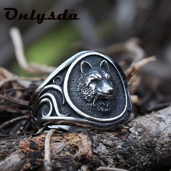 Dropshipping Viking Nordic Wolf Men Ring Animal Defense Totem Wolf Fashion Hip Hop Rock Unisex Finger Ring Punk Gift V237