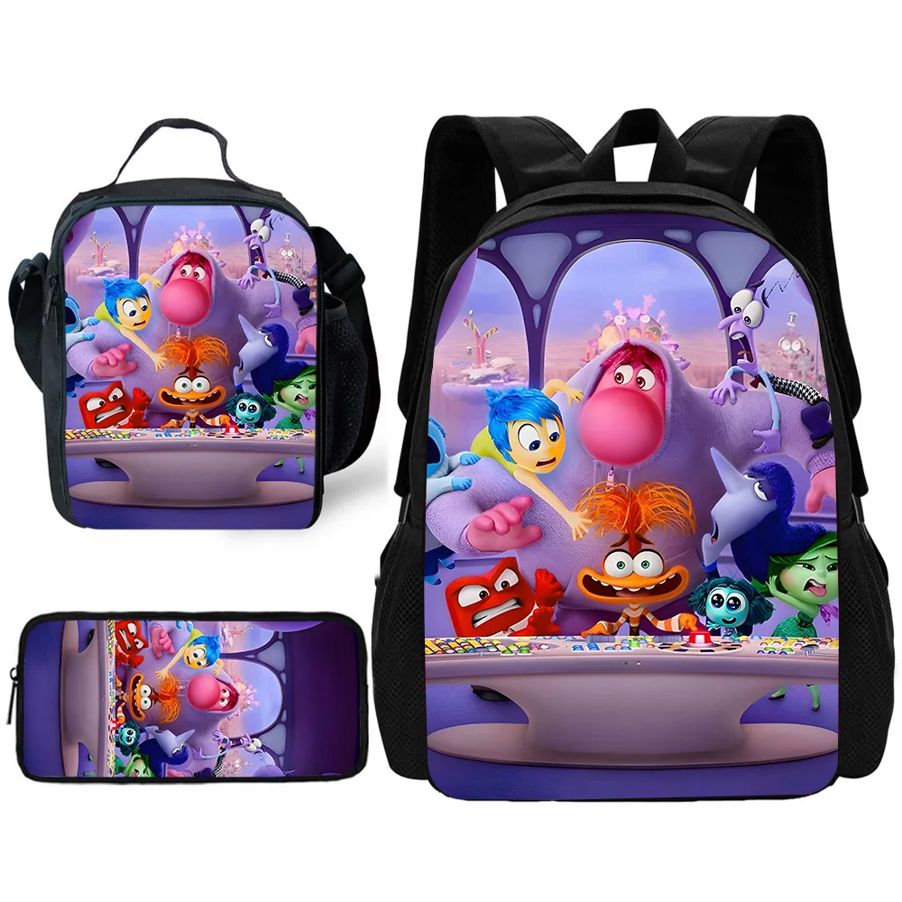 Child Cute anime Inside Out School Backpack with Lunch Bags ,Pencil Bags ,School Bags for Boys Girls Best Gift