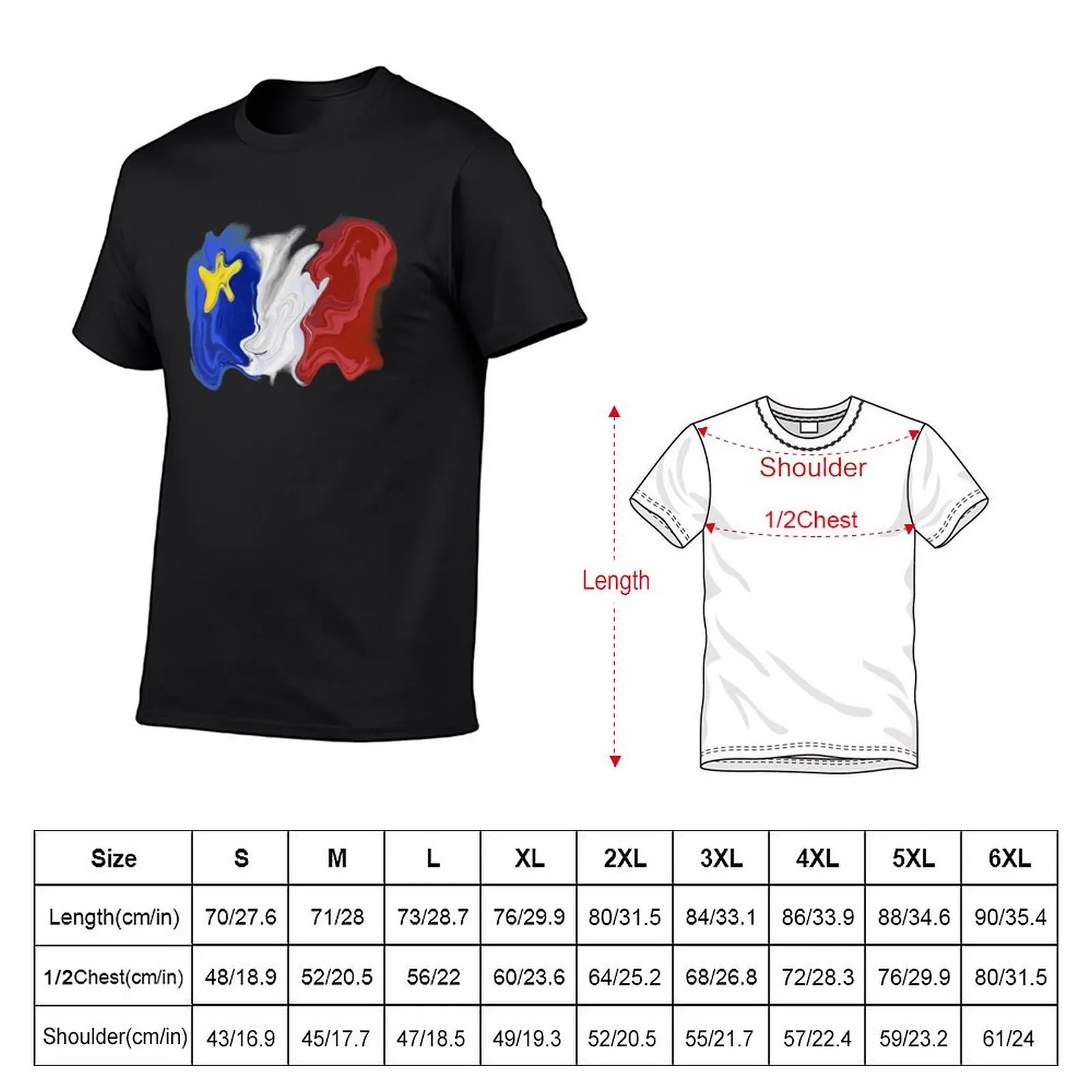 Acadian flag liquid pastel T-Shirt anime stuff boys whites sweat Blouse t shirts for men graphic