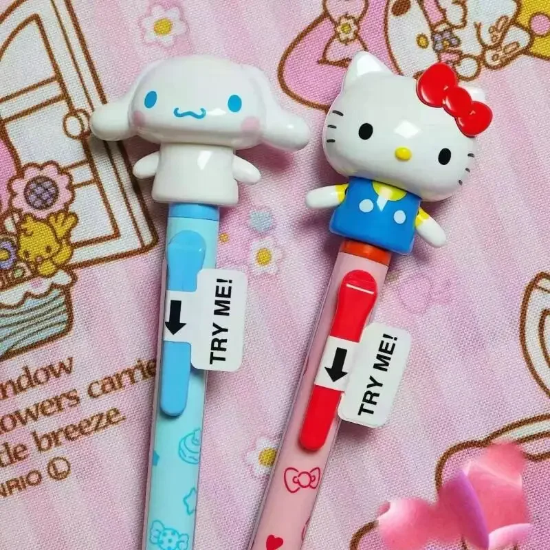 Anime Hello Kitty Cheer Up Pen Cinnamoroll Kuromi Gel Pen Melody Swinging Arm Fun Pen Speed Drying Student Christmas Gifts view 2