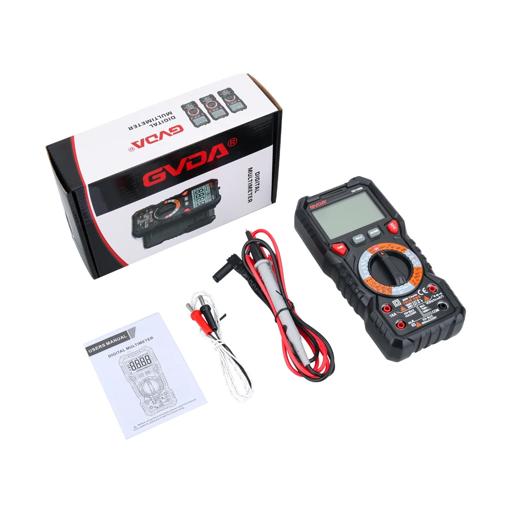 GVDA Digital Multimeter Ture RMS Auto Range 6000 Counts Multimetro 1000V 10A AC DC Ohm Hz NCV Live Voltage Temperature Meter