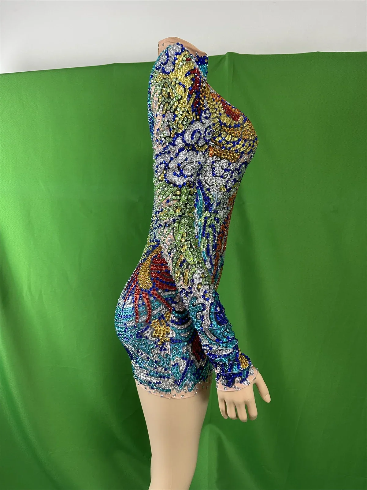 2025 Luxury Full Rhinestone Women Stunning Long Dress Birthday Party Stage Wear Performance Costume Rave Festival Mini Outfit