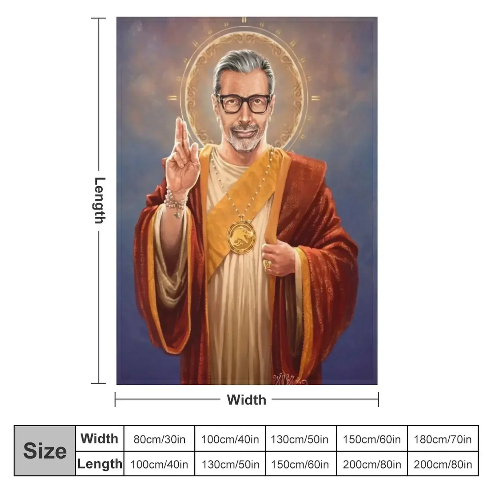 Saint Jeff of Goldblum - Jeff Goldblum Original Religious Painting Throw Blanket Hairy Thins Plush funny gift Shaggy Blankets