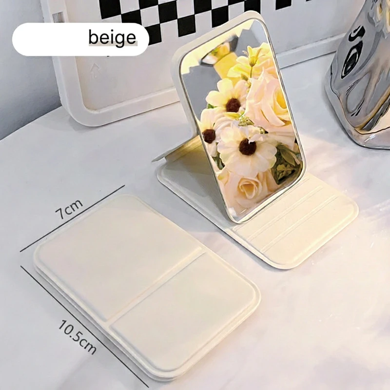 1pc Mirror Makeup Mirror Portable Folding Mirror Girl Makeup Mirror Hd Desktop Stand Up Mini Portable Small Mirror Travel Use