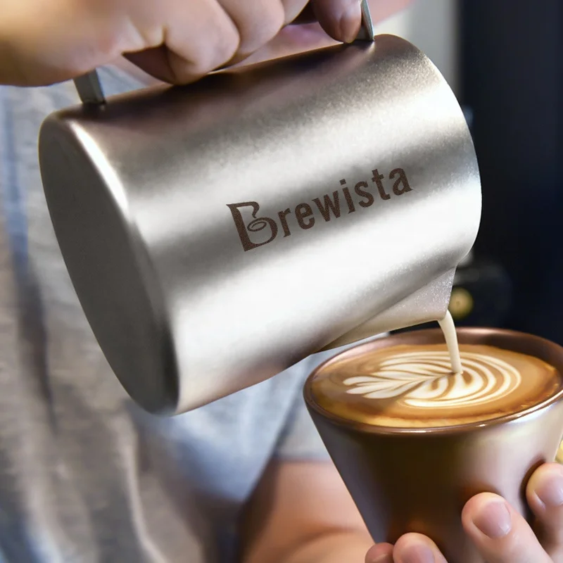 Brewista-304 Stainless Steel Milk Jug, Latte Art, Frothing Pitcher, Thermometer, Good Quality