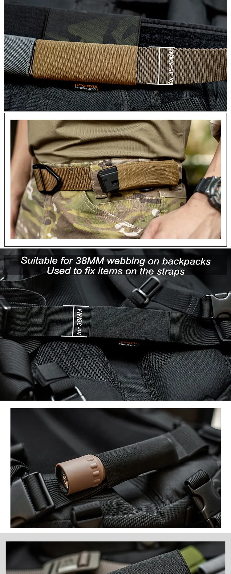 Gürtelhülle Elastische Schlaufe EDC Gürtelorganizer Verdeckter Werkzeughalter Taschenlampenhalter Taktisches Jagdzubehör – Detail 2