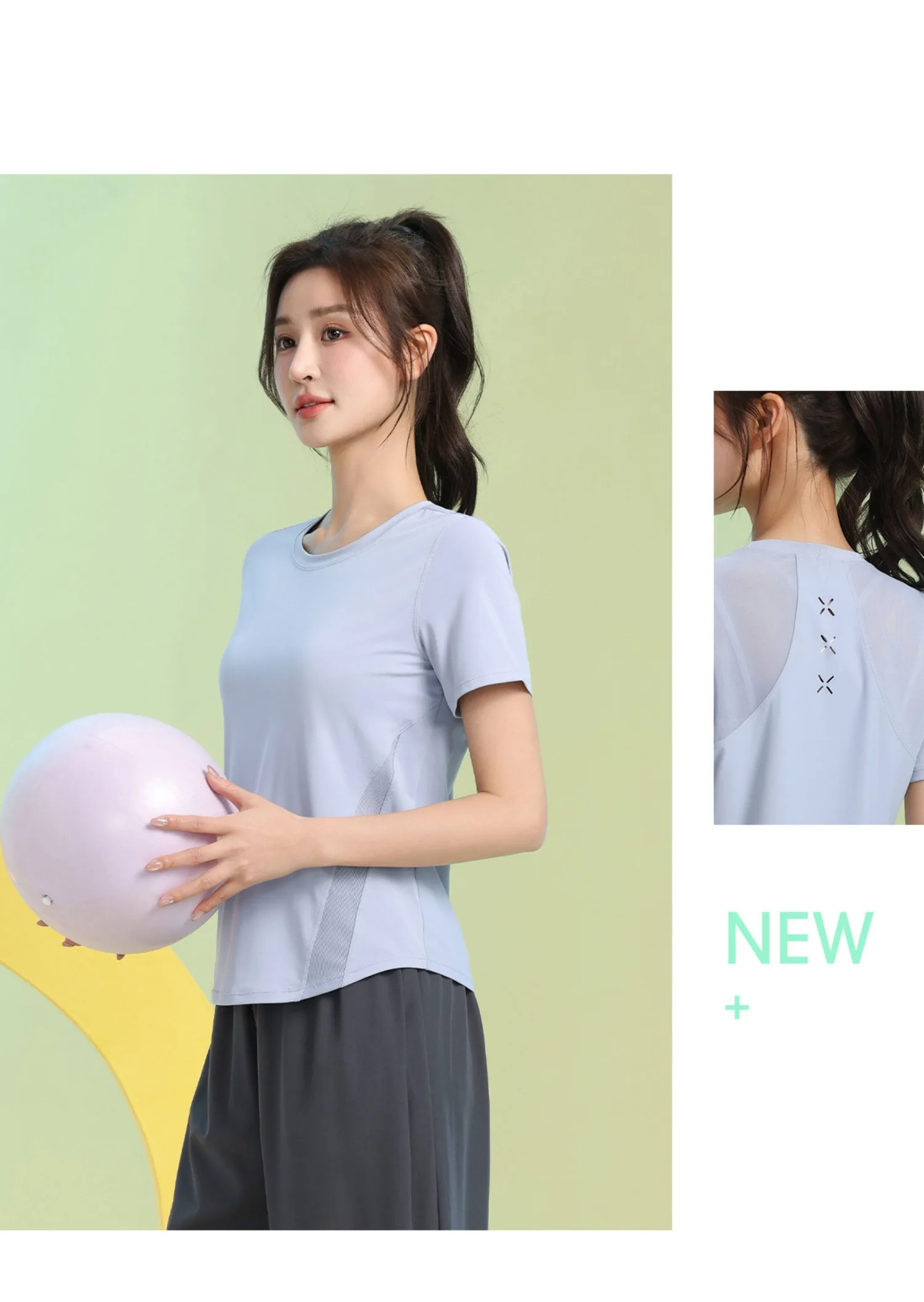 Women's High-Elastic Mesh Breathable Sports Outwear for Outdoor Morning Runs, Quick-Dry Gym Summer Body-Fitting Exercise Yoga We