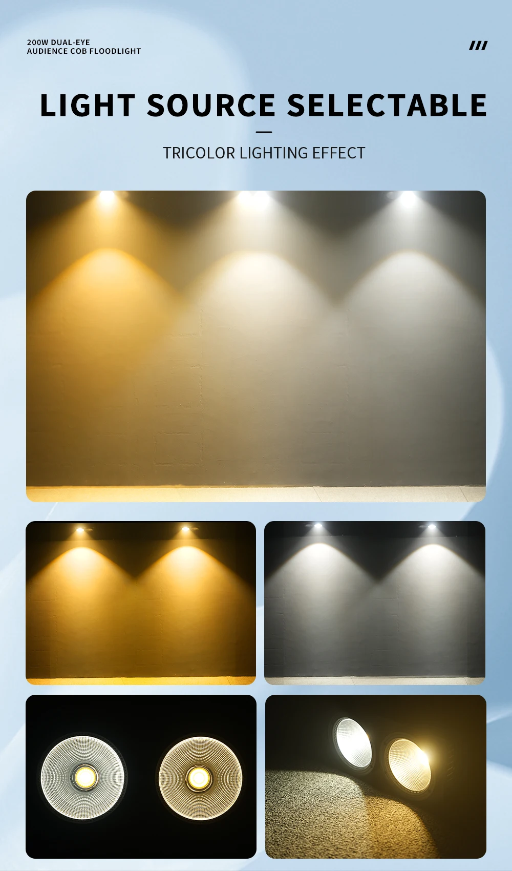 2 Stück 2COB Wash Par Licht 2x100W Einstellbare Geschwindigkeit Stroboskop-Licht LED 2IN1 Kalt-Warmweiß Beleuchtung Party Bar DMX Bühnenbeleuchtung – Detail 8