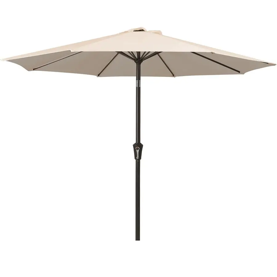

9ft Patio Umbrella Outdoor Table Umbrellas with Push Button Tilt and Crank, Market Umbrella 8 Sturdy Ribs for Deck, Garden, Pool