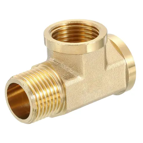 Brass Tee Pipe Fitting, G1/2" x G1/2" x G1/2" 3 Way T-Connector Fitting Coupler Adapter for Gas Transport Connect Pipelines