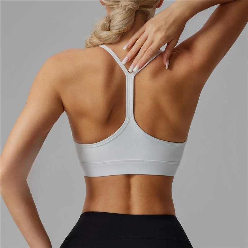 Solid Color Gym Yoga Bra Women Y shape Fitness sport Underwear high strength Tight Top Comprehensive Training With Chest Pad