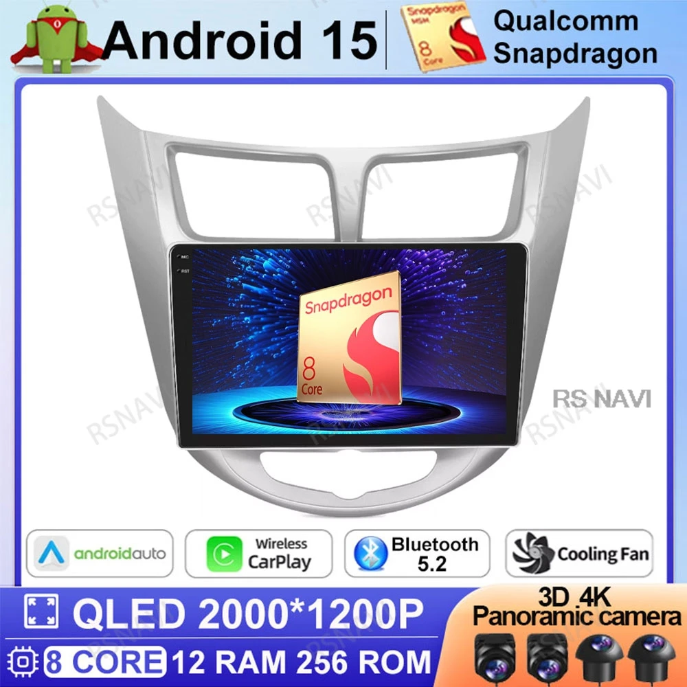 

Android 15 Car Radio For Hyundai Solaris Verna Accent 1 2010 - 2016 Wireless Carplay Auto 2 DIN DSP 4G LTE Head Unit Navigation