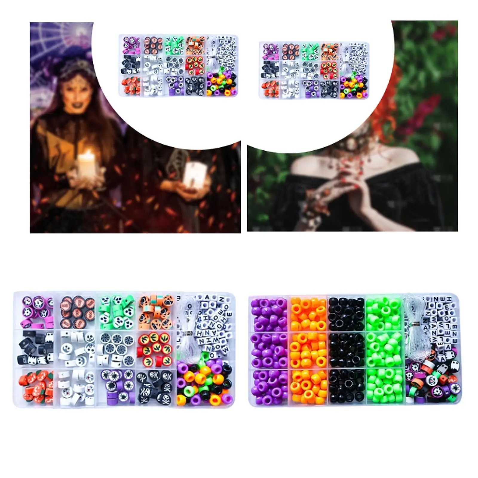 طقم صنع المجوهرات خرز فاصل لتزيين الهالوين وأقراط عيد الميلاد #4