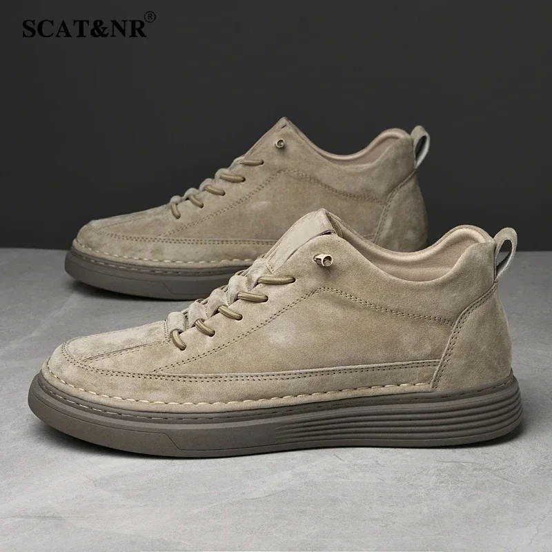 Designer's new men's leather casual shoes trend high top shoes versatile men's sports casual shoes work big size: 36-47