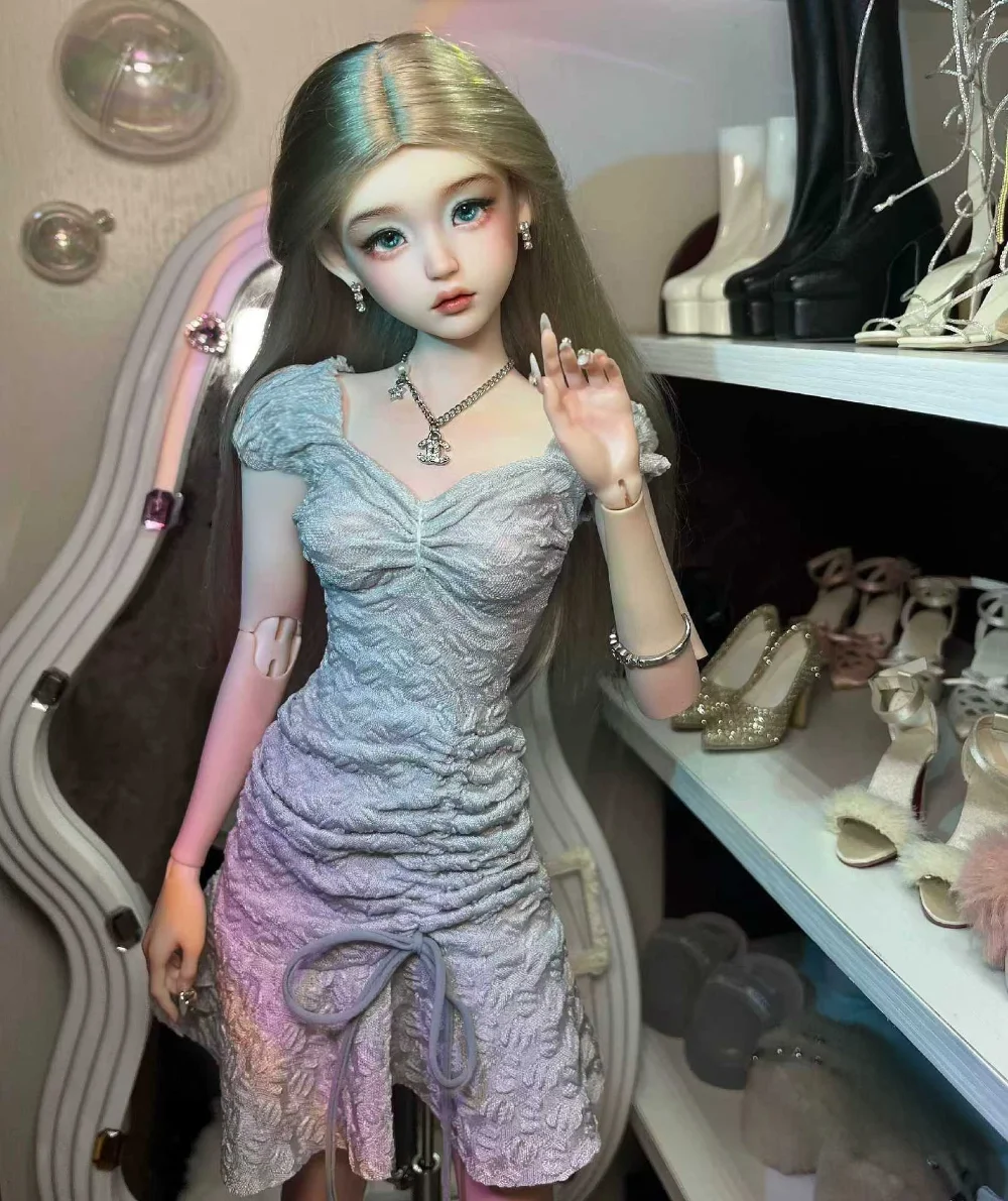 (Customized) 1/4 1/3 Doll's Clothes for 45/60cm Bjd Doll Silver Gray Dress Girl Toys Dress Up Fashion Doll Accessories,No Doll