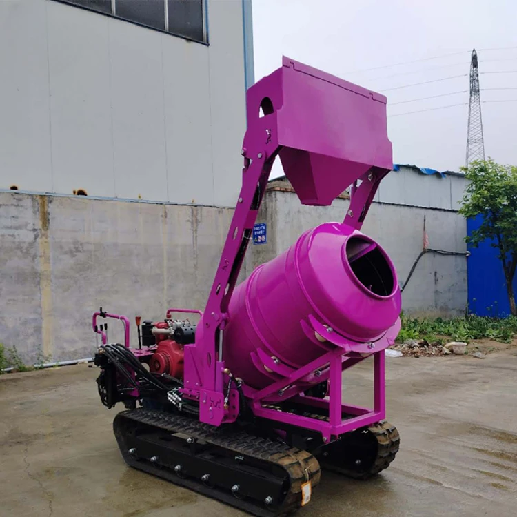 Mini Crawler Type Cement Concrete Mixer Mortar Mixing Machine Tracked Dumper Cement Mixer Diesel Engine Crawler Concrete Mixer