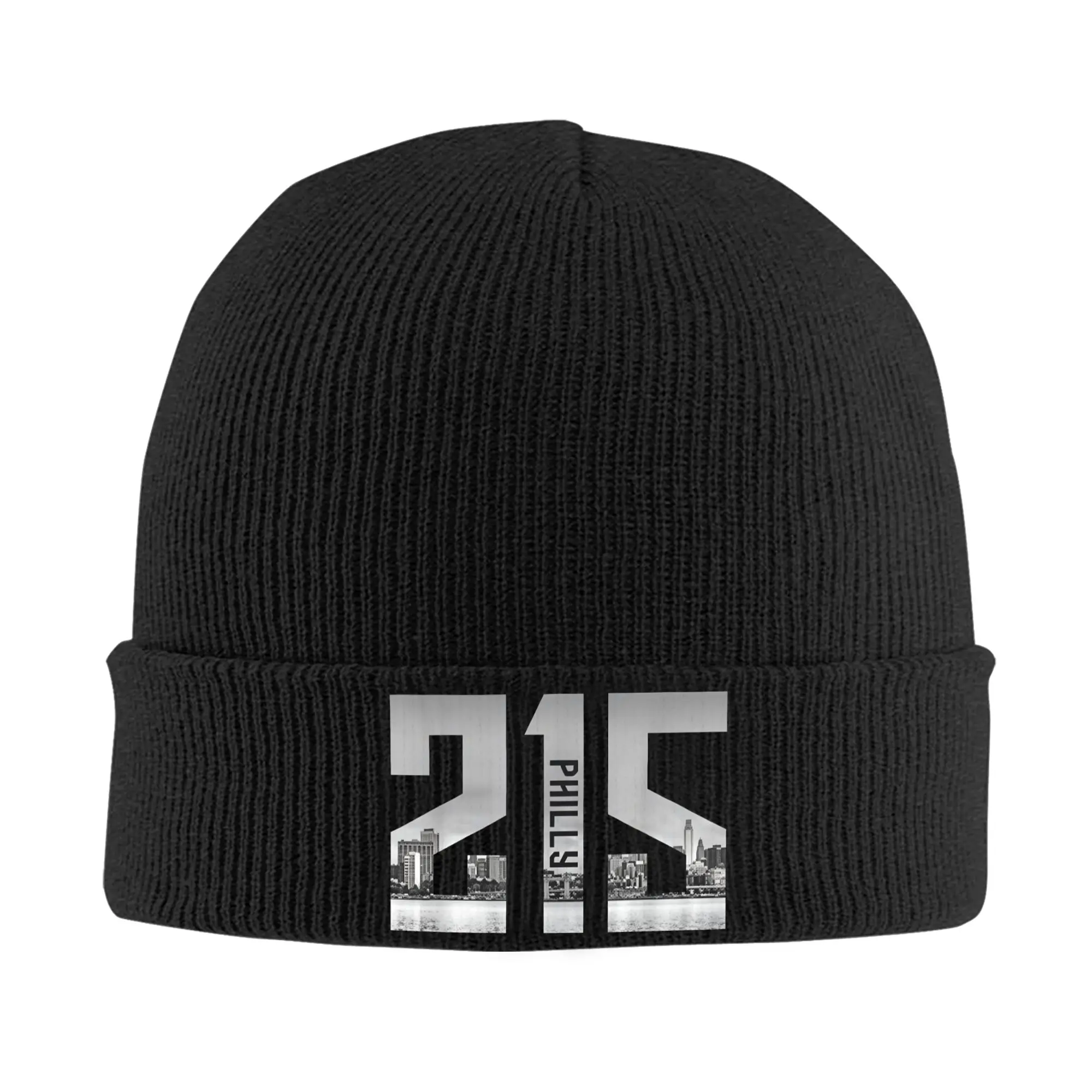 Vintage Philadelphia Philly 215 Area Code Skyline Beanie Hats Bonnet Hats Men Women Vintage Kpop Skullies Beanies Head Wrap Caps