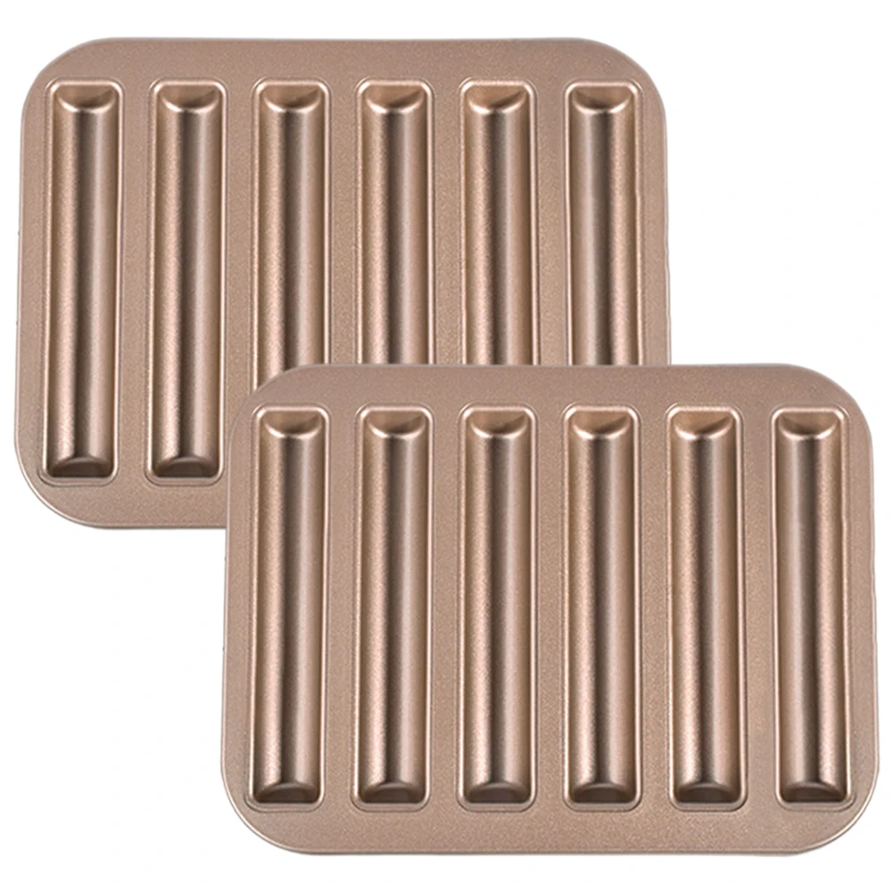 

2pcs Finger Biscuit Non-Stick Tool Diy Cookie Baking Mold For Party Chocolate Pudding Homemade Mini Loaf Cake Mold Metal