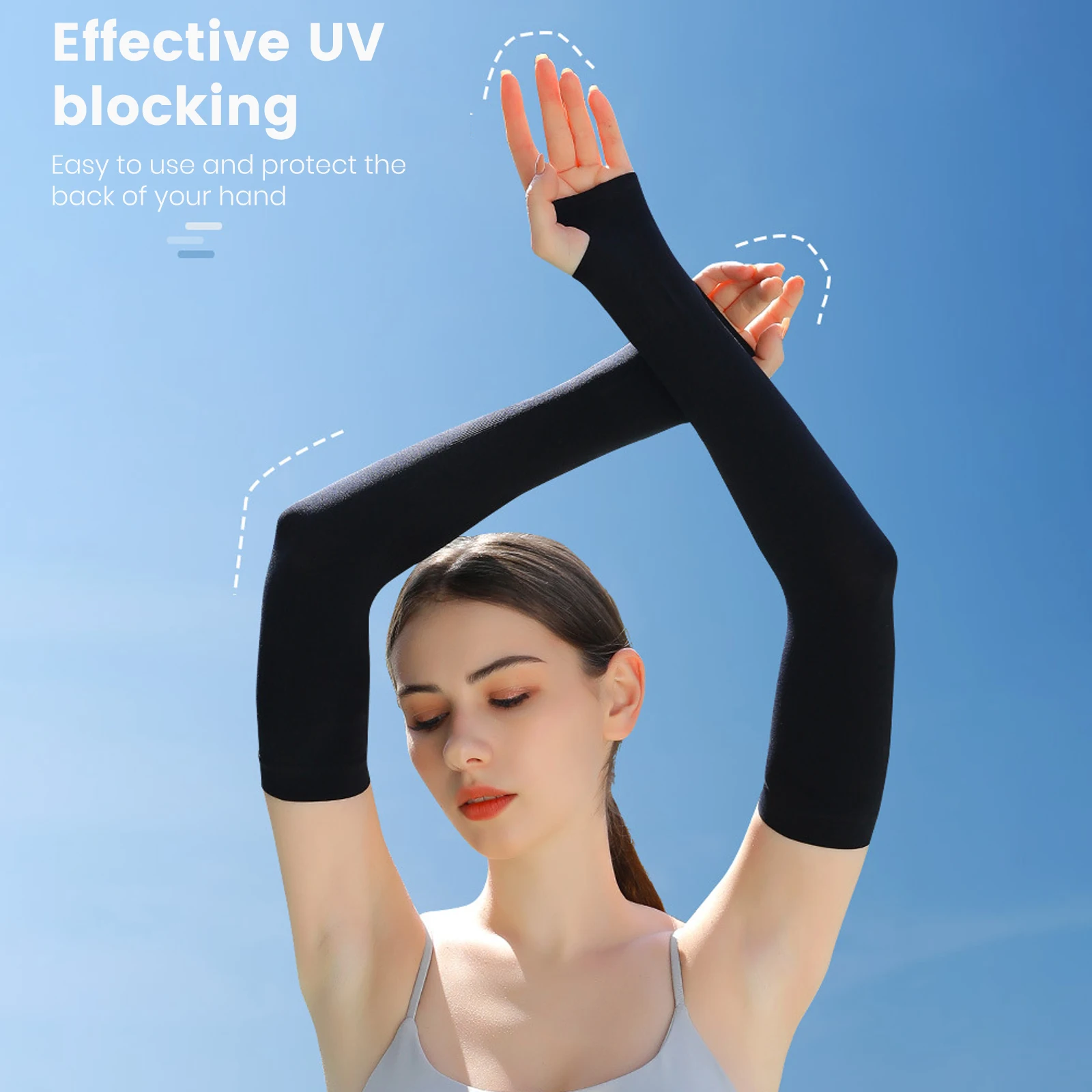 1 Pair Summer Finger Sleeve Ice Cool Wearing High Elastic Elbow Spring Outdoor Riding Fingerless Fishing Custom Ice Silk Sleeve