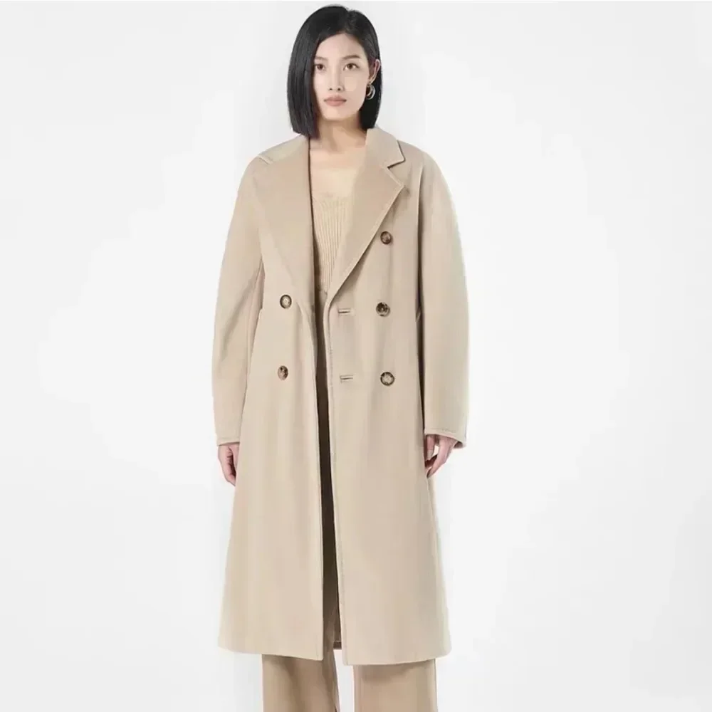 High Quality Women New Coat Winter Luxury Women\'s Jacket 10% Cashmere 90% Wool Material Camel Color Reversible Long Women Coat