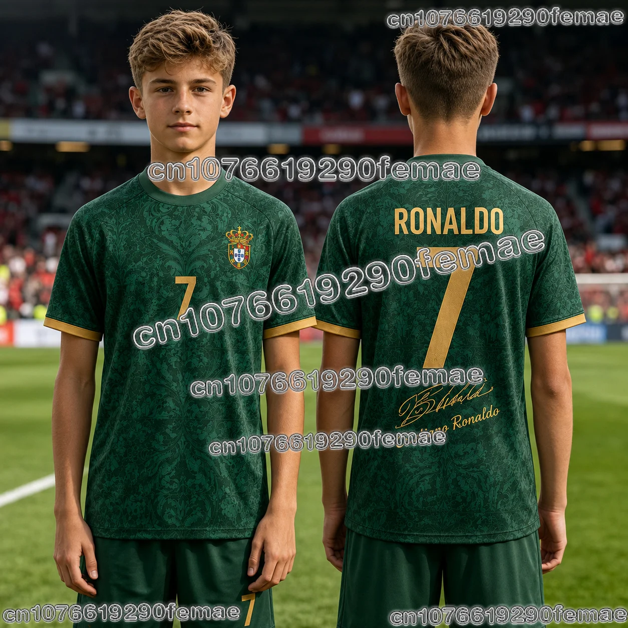 2026 Cristiano Ronaldo Portugal Fußballtrikot Kinder T-Shirt Fußball-Fan-Shirt Jungen Mädchen Schnelltrocknend Kurzarm Sportbekleidung – Detail 6