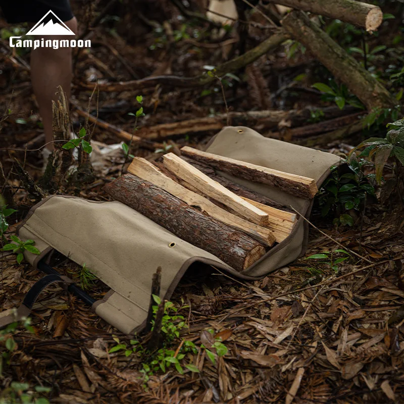 

CAMPINGMOON T-285 Outdoor Camping Thick Wear resistant Canvas Bag Handheld Wood Storage Carrying Firewood Bag