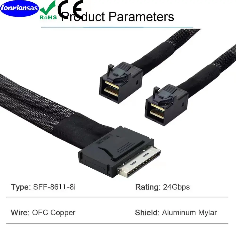 Oculink PCIe PCI-Express SFF-8611 8i 8X  SSD Data Active to Dual MINI SAS8I SFF-8643 PCI-E Ultraport Slimline SAS Slim 4.0 PCI-E