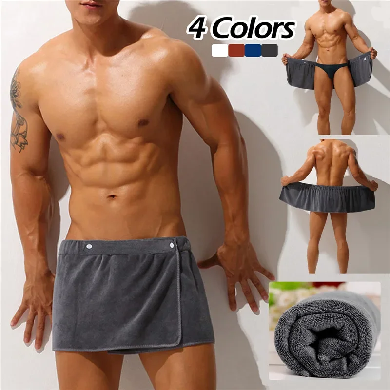 Toalha de microfibra dividida masculina roupão, calça lateral sexy, pijama para dormir, pijama macio, culottes de fundo, shorts curtos