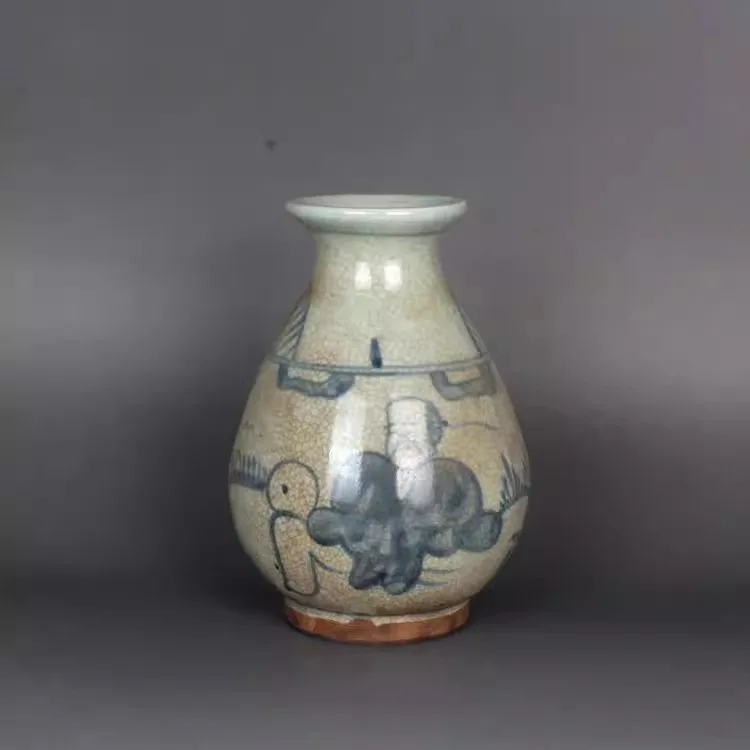 Exquisite Archaize Ceramic Porcelain Blue and White Hand-drawn Figure Vase