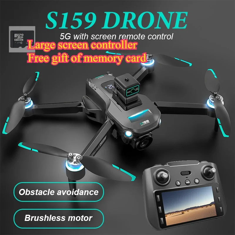 

New S159 Drone Screen Send Memory Card GPS 8K HD Camera Obstacle Avoidance Brushless 5G Image Transfer 5KM Aerial FPV Dron