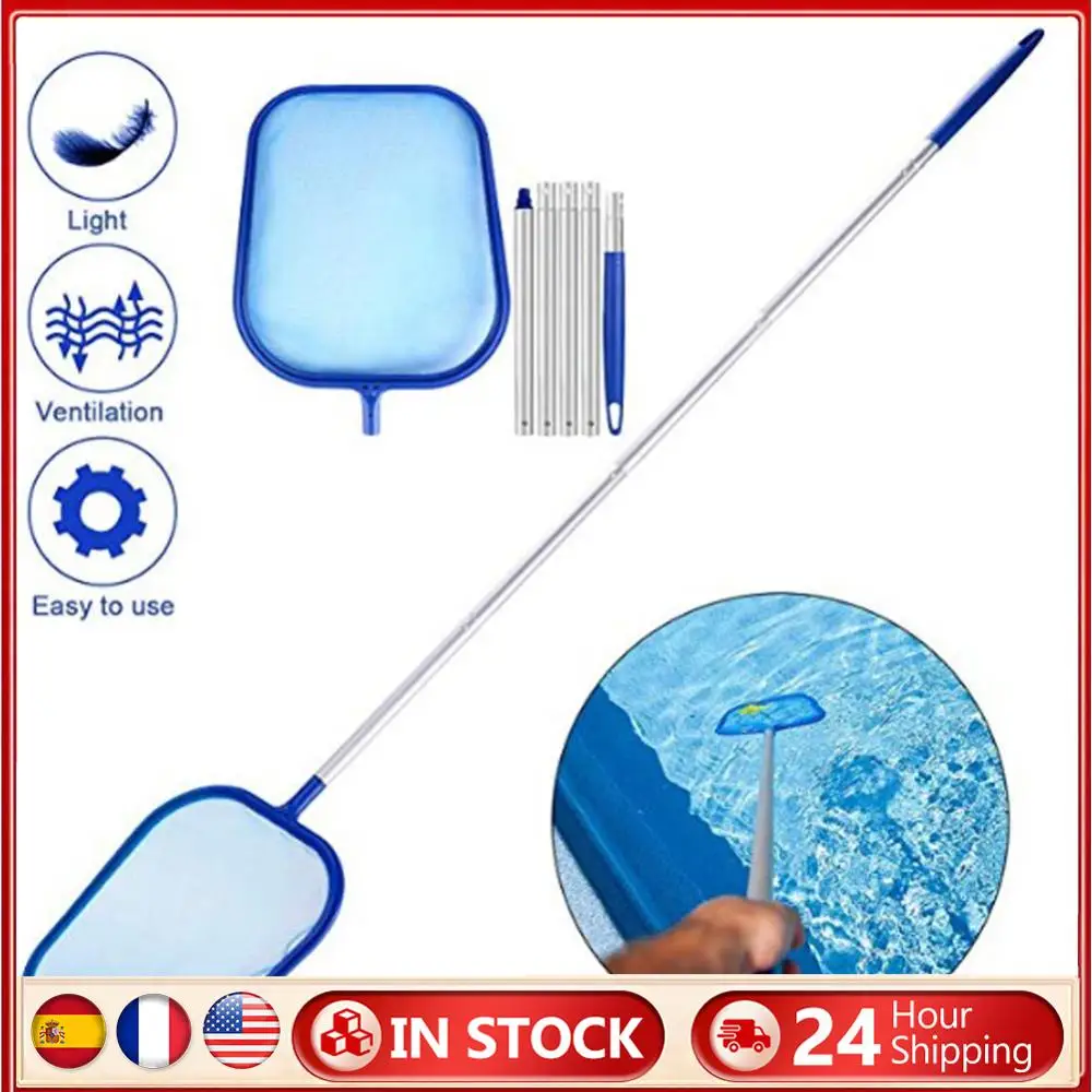 

Swimming Pool Leaf Skimmer Net with 5 Section Aluminum Pole Leaf Rake Net Pool Cleaner for Fast Cleaning Ponds Hot Tub and Spas
