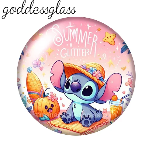 Disney niedlichen Stich Liebe Herzen Cartoon 12mm/18mm/20mm/25mm runde Foto Glas Cabochon flache Rückseite machen Ergebnisse für Armbänder