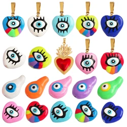 Trendy Unique Colourful Turkish Evil Luck Eye Charm Pendant,Love Heart DIY Bracelet Necklace Connector Components Supplies M65