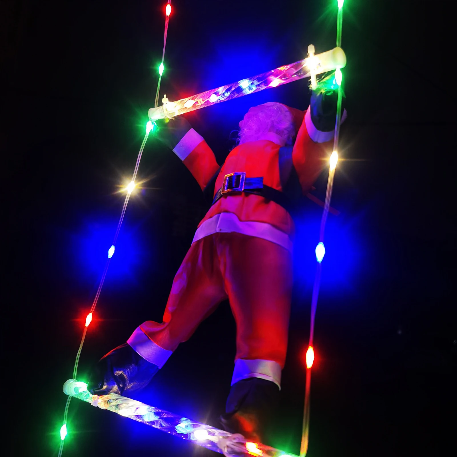 USB Christmas LED Ladder Lights with Santa Claus Remote Control LED String for Indoor Outdoor Window Garden Hanging Xmas Decor