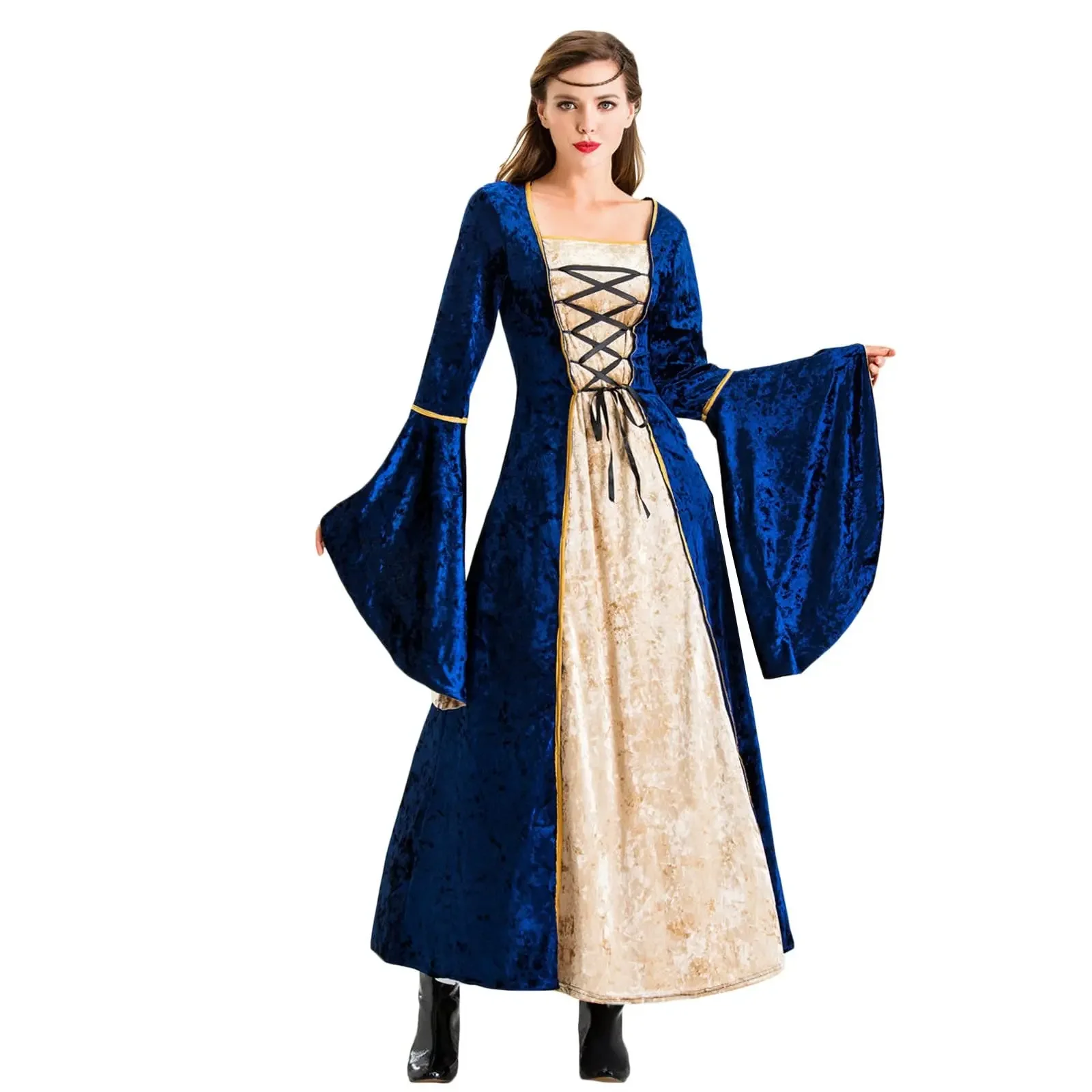 European Retro Medieval Dark Green Aristocratic Court Dress Adult Costumes