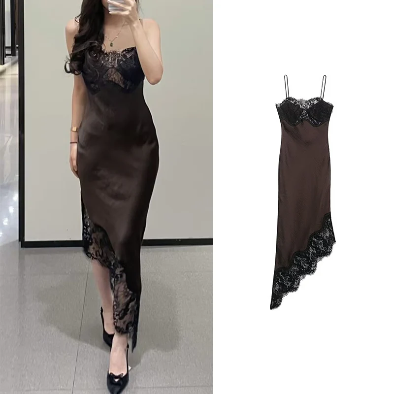 2026 فستان جديد المرأة الربيع أزياء من الدانتل الديكور أنيقة صديرية دائرية حفلة المرأة فستان طويل الشارع السفر شيك فساتين الشباب #1