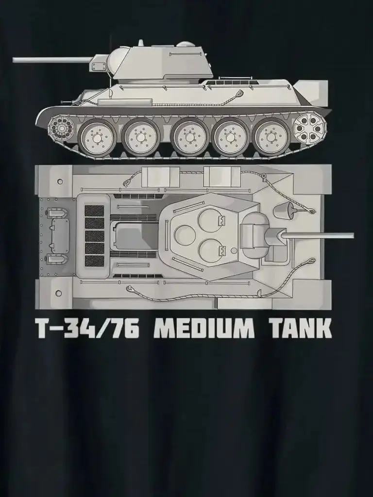 

T-34/76 Russian WW2 Tanks Diagram Men T-Shirt Short Sleeve Casual Cotton O-Neck Summer Shirt