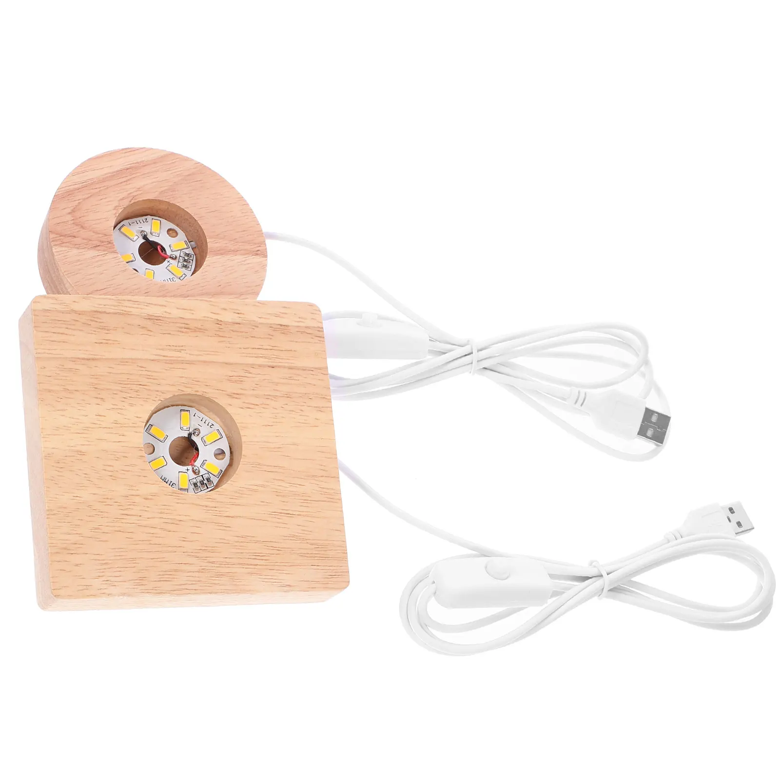 

2PCS Led Light Base Wooden Crystal Ball Holder Usb Lamp Display Bases Modern Room Decoration