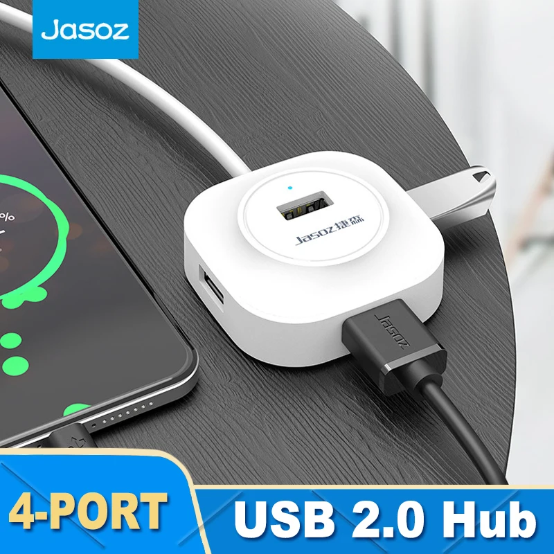 Jasoz USB HUB 4-Port Expander Adapter With Micro USB Charge Power Port Multi 2.0 USB Splitter For Hard Disk PC Mouse Keyboard