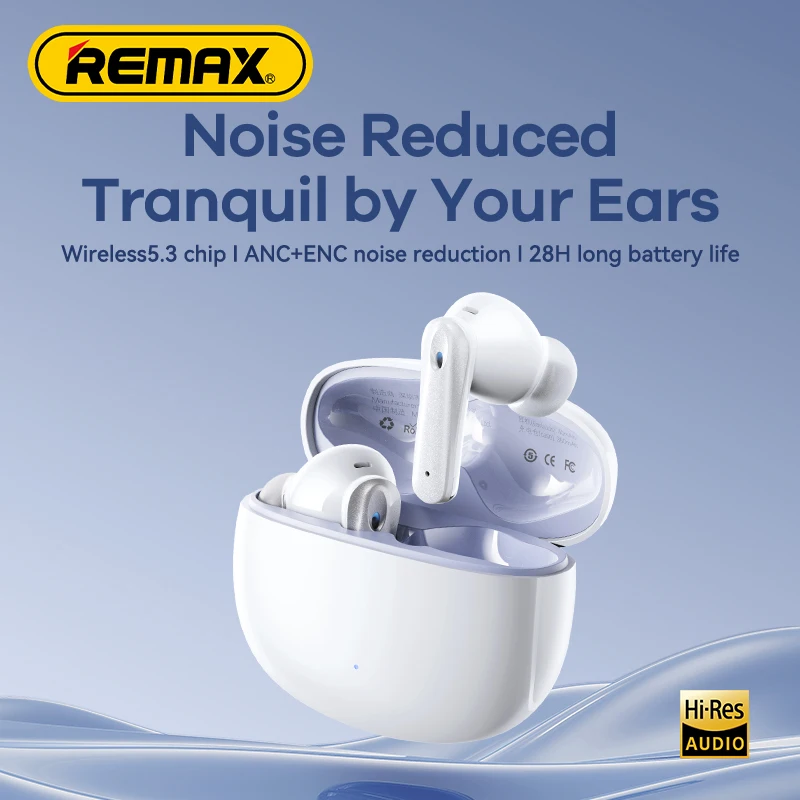 Remax Dual ANC+ENC Noise Reduction Wireless Earbuds for Music & Call Bluetooth 5.3 Earphone In-Ear Smart Touch CozyPods W21N