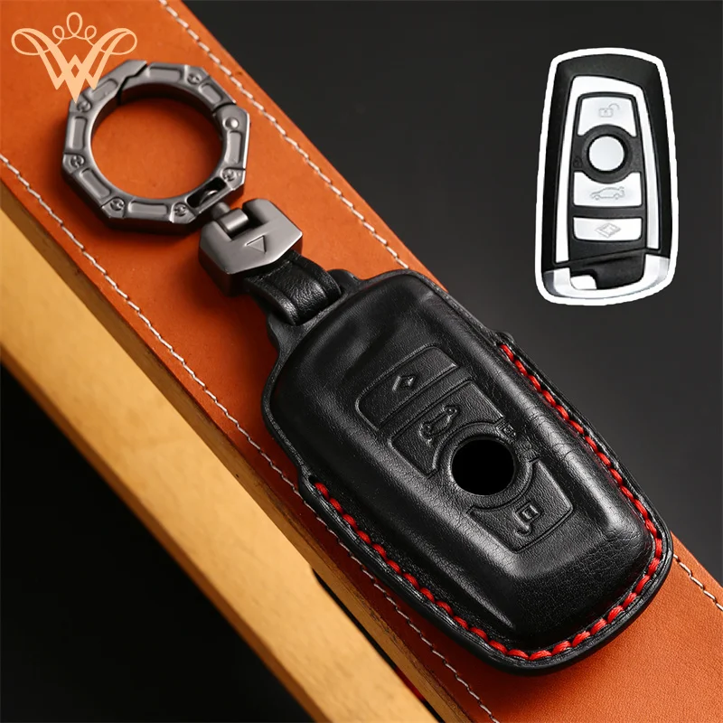 

Leather Car Key Case Cover Fob Protector Keychain Accessories For BMW Series 3 F20 F30 F10 F22 F01 X3 X4 X5 X6 Keyring Holder