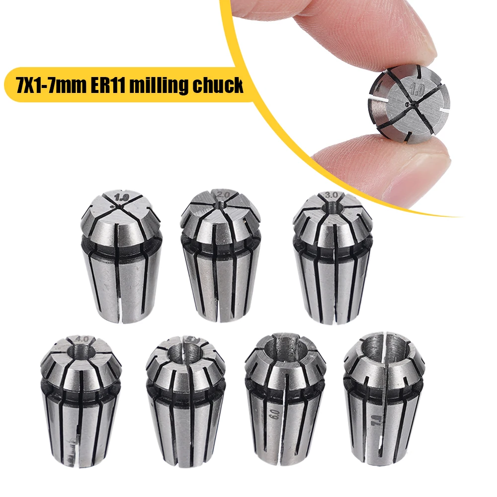 1Set ER11A 5mm Extension Rod Motor Shaft Holder +7x 1mm-7mm ER11 Milling Spring Chuck Shaft Holder For CNC Lathe Engraving