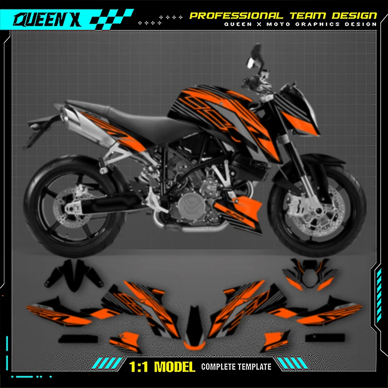 

Queen X MOTOR Motorcycle For KTM Duke 990 2016 2015 2014-2005 990R 2013 2012-2007 Graphics Background Decals Sticker Kit-7