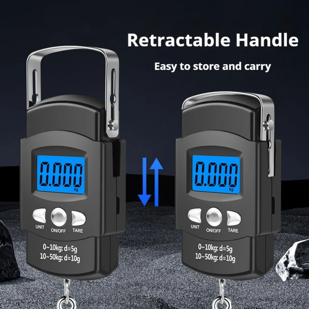 50kg Digital Luggage Hanging Scale, Portable Electronic Hand Scale with 100cm Tape for Travel, Fishing & Household Weighing