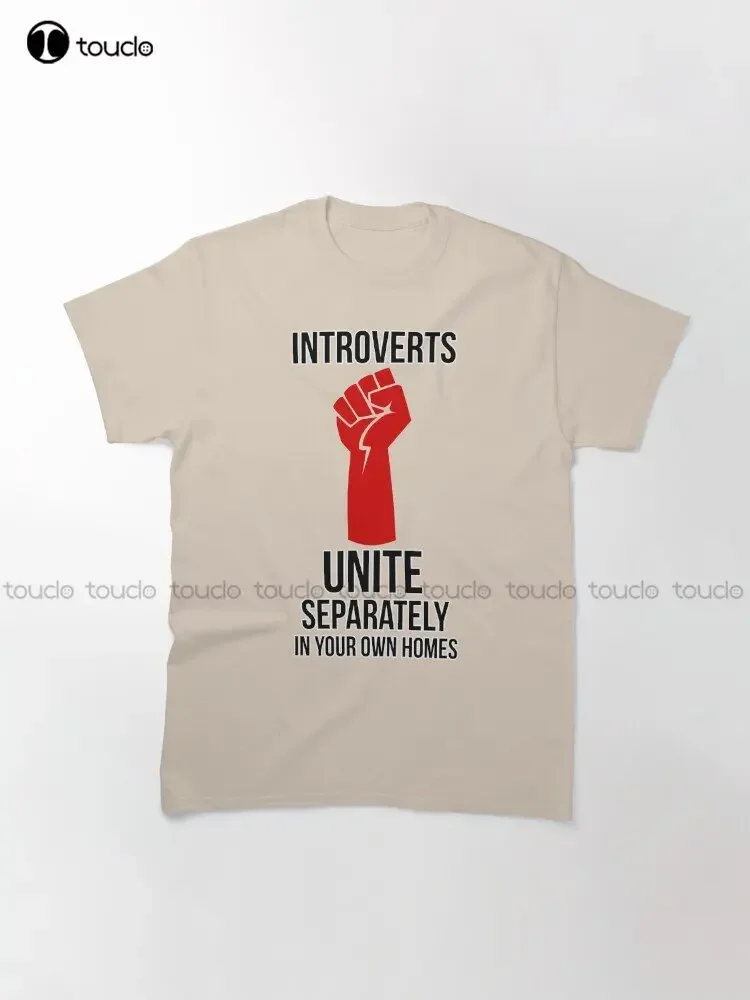 Introverts Unite Trending T-Shirt Dad Shirts For Men Custom Aldult Teen Unisex Digital Printing Tee Shirts Creative Funny Tee