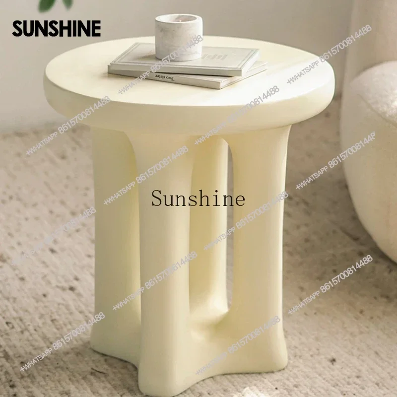 Cream yellow round small tea simple small table