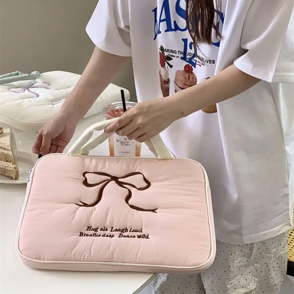 

Portable Puffy Tablet Protective Case Embroidered Large Capacity Tablet Sleeve Bag Cute Lightweight Laptop Notebook Case School