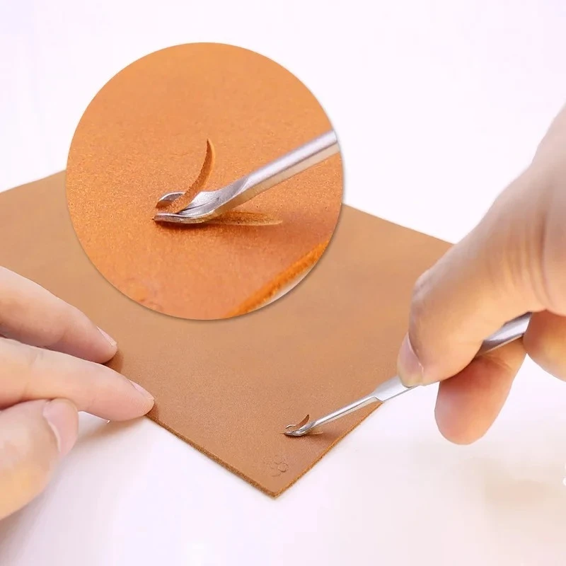 

5PCS U+V Shaped Leather Stitching Skiving Handmade Groover Punching Tool Kit Leathercraft Hole Puncher Edge Beveler Tool Kit