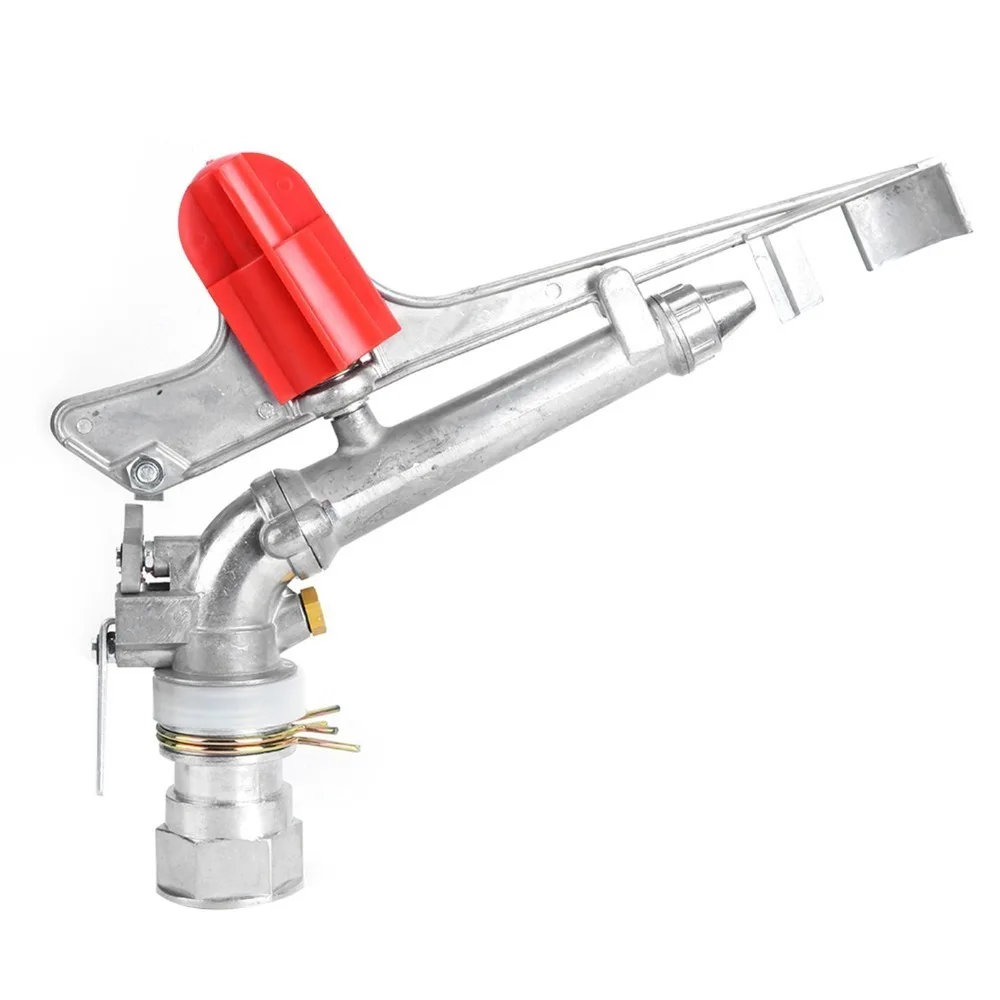 1.5in DN40 Female Thread Impact Sprinkler Gun Heavy Duty 360 Degree Adjustable Rocking Arm Sprinkler Zinc Alloy Large Coverage